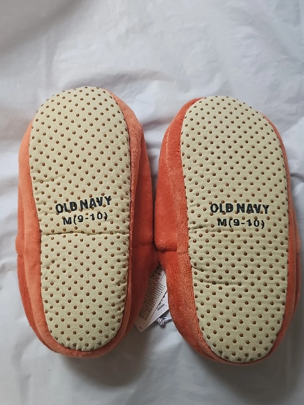 Old Navy Kid Medium 9/10 Orange PumpkinJack O'Lantern Plush Slip-On Slippers New
